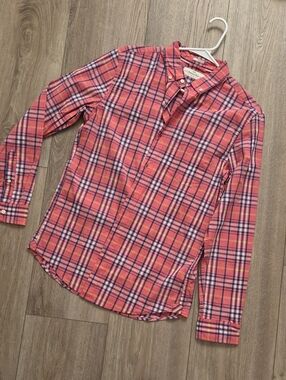 Pink Plaid Long-Sleeve Button-Down Shirt